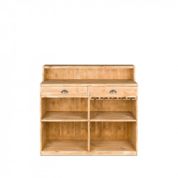 Wooden wine bar, 2 drawers, wine glass hanging rack