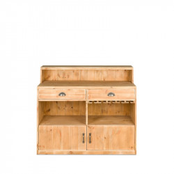 Bar à vin TRADIS en bois massif 2 portes 2 tiroirs L 119 cm