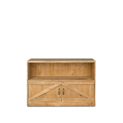 Étagère basse H119 cm, 2 portes, bois massif
