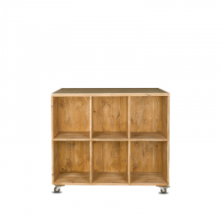 Double sided retail store display on wheels, 12 compartments