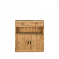 Buffet bas de service H100 cm, 2 tiroirs, 2 portes, bois massif