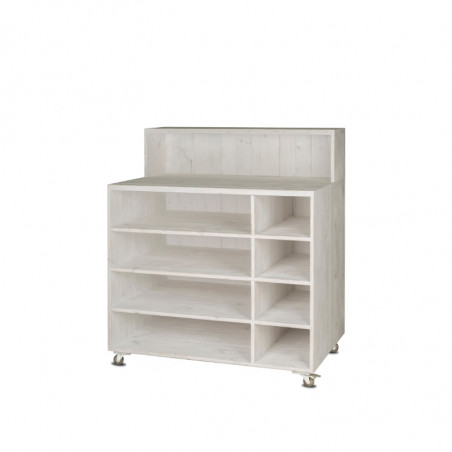 Flower display counter on wheels, Solid Wood