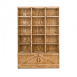 Etagère 15 casiers L119, 2 portes, bois massif TRADIS Bois Vieilli