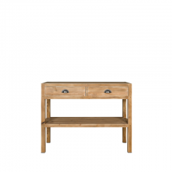 Console 2 niveaux, 2 tiroirs, bois massif TRADIS Bois Vieilli