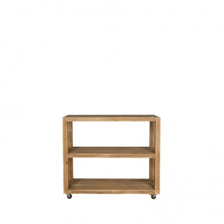 Console 2 niveaux, à roulettes, bois massif TRADIS Bois Vieilli