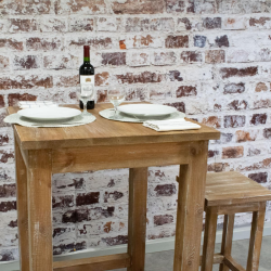 Square high bar table with footrest, Solid Wood