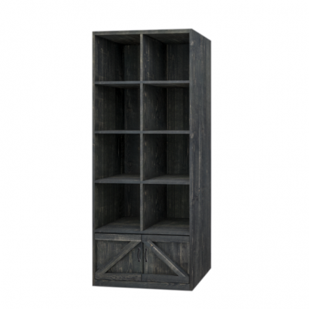 8-cube shelf unit 2 doors, solid wood Noir Charbonneux