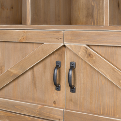 Etagère 12 casiers L99 cm, 2 portes, bois massif