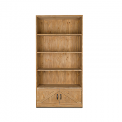 Etagère 4 niveaux L99 cm, 2 portes, bois massif