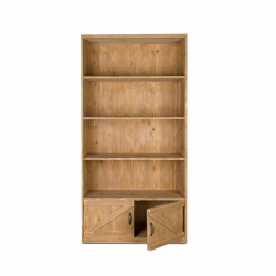 Etagère 4 niveaux L99 cm, 2 portes, bois massif