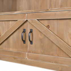 Etagère 4 niveaux L99 cm, 2 portes, bois massif