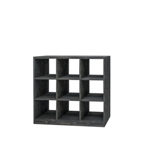 Étagère 9 casiers sans fond H110 cm, bois massif
