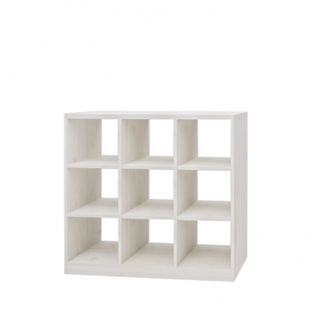 Étagère 9 casiers sans fond H110 cm, bois massif