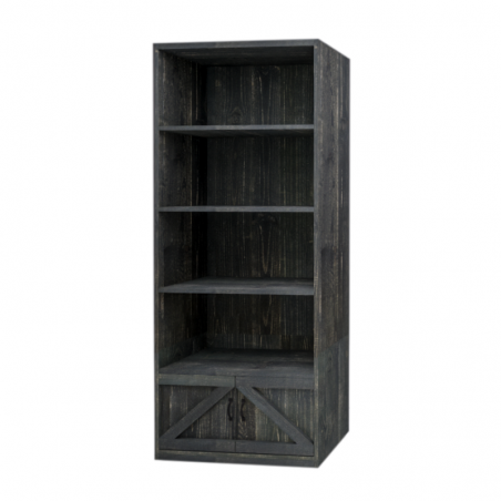 4-tier shelf unit 2 doors, solid wood Noir Charbonneux