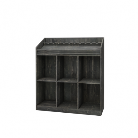 6-cube wine rack display, Solid Wood Noir Charbonneux