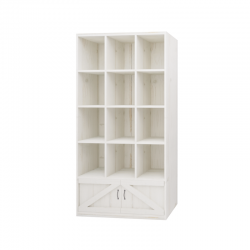 Etagère 12 casiers L99 cm, 2 portes, bois massif