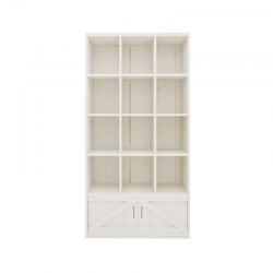 Etagère 12 casiers L99 cm, 2 portes, bois massif