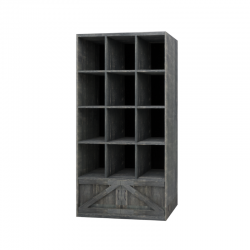 Etagère 12 casiers L99 cm, 2 portes, bois massif