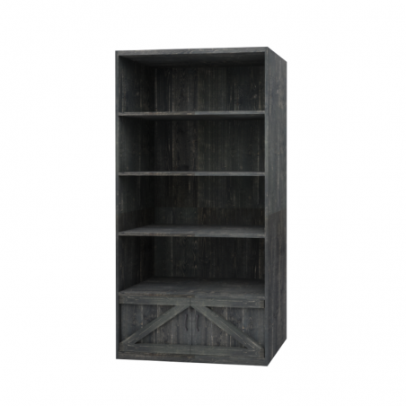 Etagère 4 niveaux L99 cm, 2 portes, bois massif