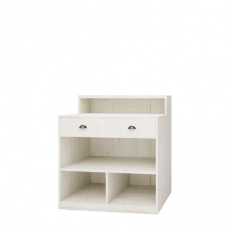 Customer reception counter, solid wood blanc camarillo