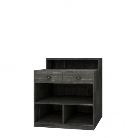 Comptoir d'accueil client, bois massif Noir Charbonneux