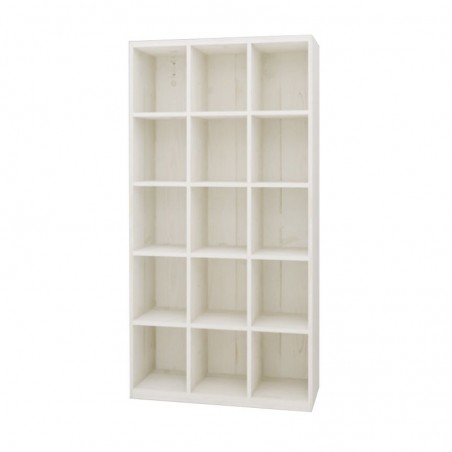 Etagère 15 casiers L99 cm, bois massif blanc camarillo
