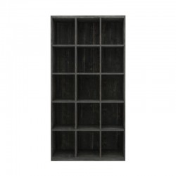 Etagère 15 casiers L99 cm, bois massif Noir charbonneux