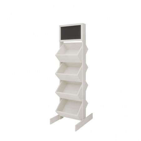 4-tier wooden display stand with chalkboard top, Solid wood blanc camarillo