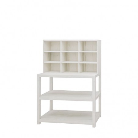 Deli shelf unit 9 compartments, solid wood Blanc Camarillo
