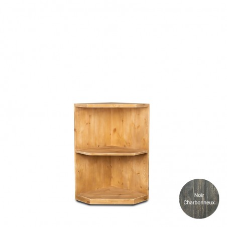 Reception counter corner in solid wood in charcoal black