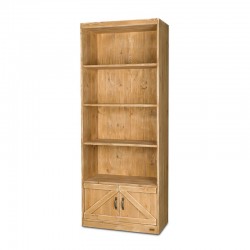 Étagère 4 niveaux, 2 portes, bois massif