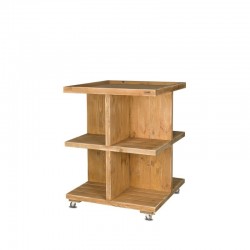 Island display unit on wheels, Solid wood