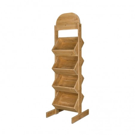 4-tier wooden display stand with display fixtures, Solid wood | TRADIS