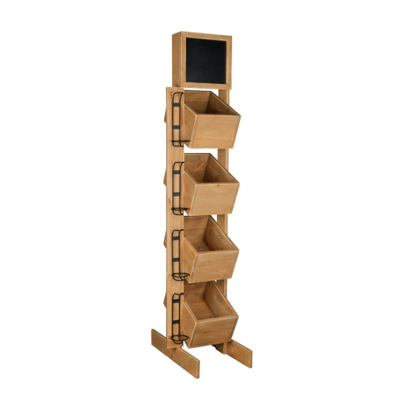 4-tier wine display rack with metal bottle holder, Solid wood 4-tier wine display rack with metal bottle holder, Solid wood