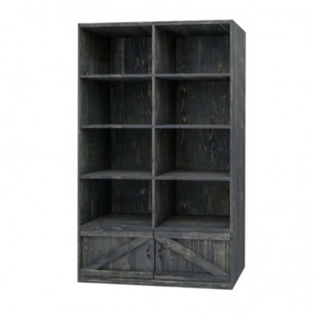 Étagère 8 casiers L119 cm bois massif Noir Charbonneux