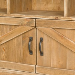 Étagère 12 casiers, 2 portes, bois massif