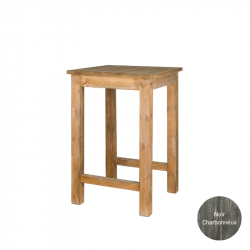 Table carrée mange-debout, repose-pieds, bois massif