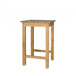 Table carrée mange-debout, repose-pieds, bois massif