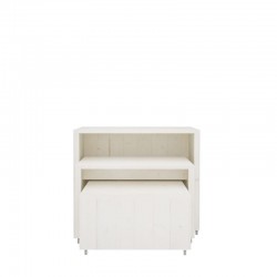 Lot de 3 tables gigogne sur roulettes, bois massif, blanc camarillo
