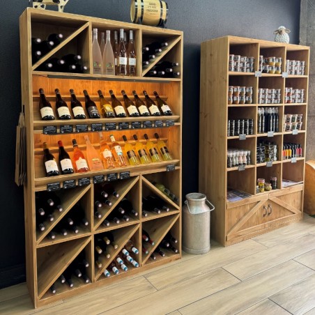 Étagère à vin H195 cm, capacité 200 bouteilles, bois massif cave