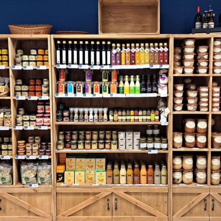 Étagère 5 niveaux, 2 portes, bois massif épicerie