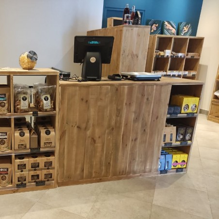 Comptoir d'angle modulable en bois massif ambiance