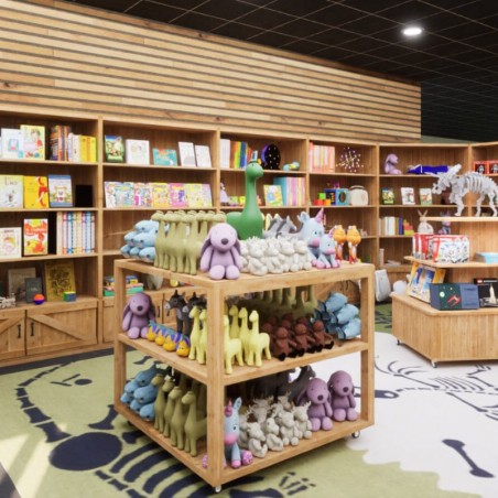 Comptoir ilot sur roulettes en bois massif ambiance