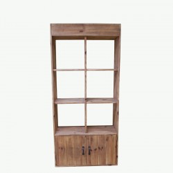 Etagère ouverte, 6 casiers, 2 portes en bois massif, meuble d'occasion | Tradis