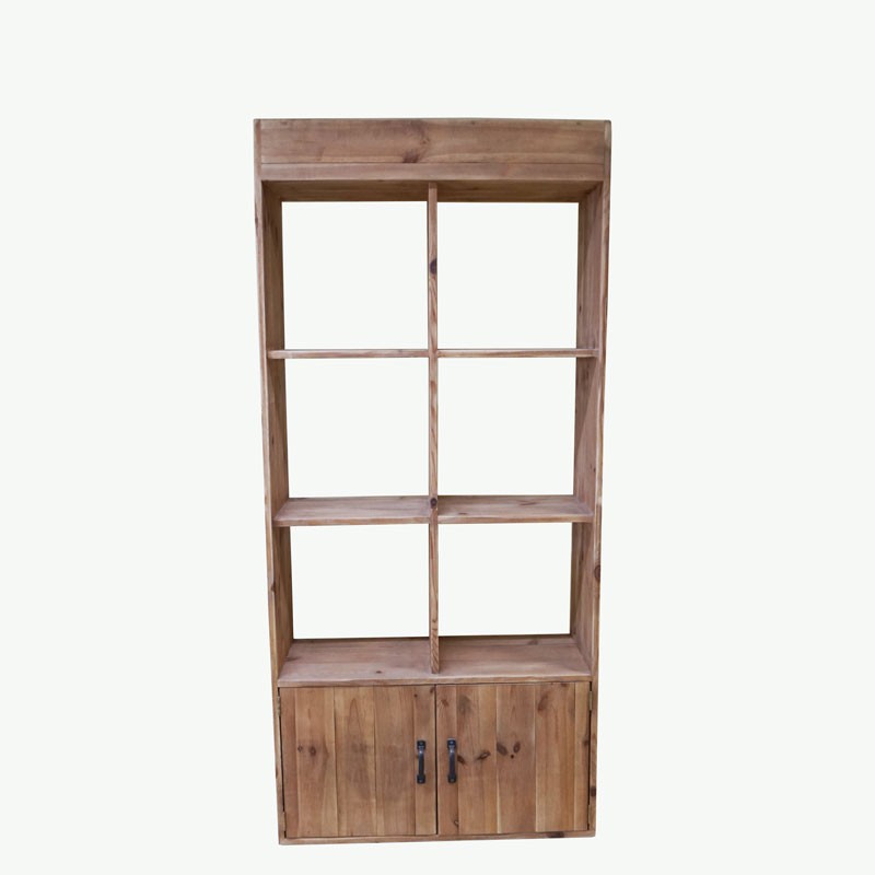 Etagère ouverte, 6 casiers, 2 portes en bois massif, meuble d'occasion | Tradis Etagère ouverte, 6 casiers, 2 portes en bois massif, meuble d'occasion | Tradis