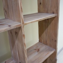 Etagère ouverte, 6 casiers, 2 portes en bois massif, meuble d'occasion | Tradis