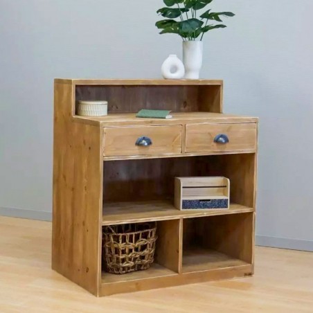 Comptoir d'accueil client, bois massif ambiance