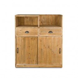 Comptoir de caisse, 2 portes, 2 tiroirs, bois massif, face avant