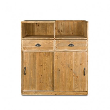 Comptoir de caisse, 2 portes, 2 tiroirs, bois massif, face avant