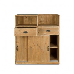 Comptoir de caisse, 2 portes, 2 tiroirs, bois massif